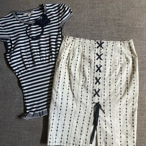 Nanette Lepore sweater and skirt set.